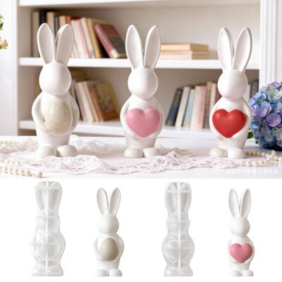 Easter Rabbit Gypsum DIY Mold Egg Hug Heart Aromatherapy Candle Dropping Silicone Mold Cross Border Explosive Product