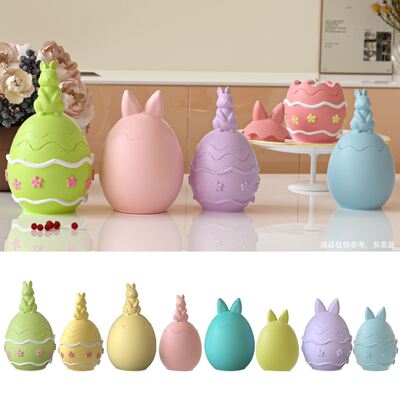 Easter Smooth Egg Straight Ear Rabbit Easter Egg Rabbit Storage Can Candle Cup Gypsum Silicone Mold