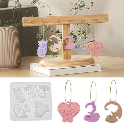 Crystal Dropper DIY Resin Cat Pendant Hanging Aromatherapy Couple Kitten Keychain Silicone Mold