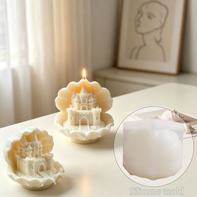 Cross Border Popular Shell Castle Aromatherapy Candle Silicone Mold DIY Three-dimensional Decorative Ornament Gypsum Mold