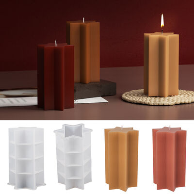 DIY Aromatherapy Gypsum Candle Table Silicone Mold Dropping Glue Hexagram Column Resin Dry Flower Jewelry Pendant Mold