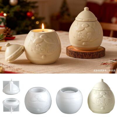 Big Bearded Santa Claus Storage Can Silicone Mold DIY Aromatherapy Gypsum Candle Cup Dropping Mold