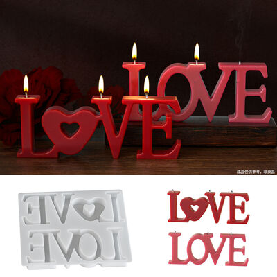 Aromatherapy Gypsum Candle LOVE English Word DIY Valentine's Day Confession Candle Ornament Silicone Mold