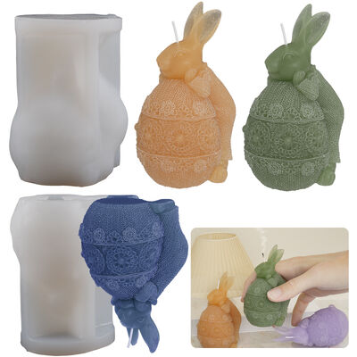 DIY Drip Glue Resin Gypsum Yarn Flower Ball Rabbit Silicone Mold Reflection Rabbit Aromatherapy Candle Grinding