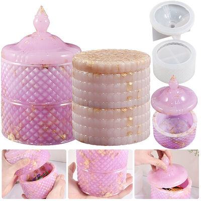 DIY Drip Glue Diamond Storage Box Square Rectangular Cut Diamond Stacking Music Storage Can Silicone Mold