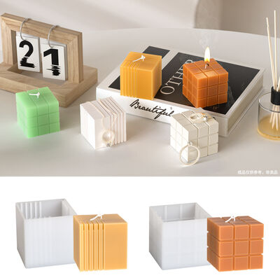 Cube Vertical Grid Aromatherapy Candle Stand Silicone Mold Cube Cube Gypsum Mold