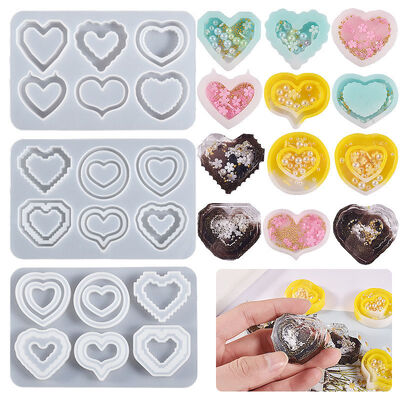 DIY Drip Glue Gypsum Aromatherapy Valentine's Day Pixel Love Shaped Flowing Sand Keychain Pendant Silicone Mold