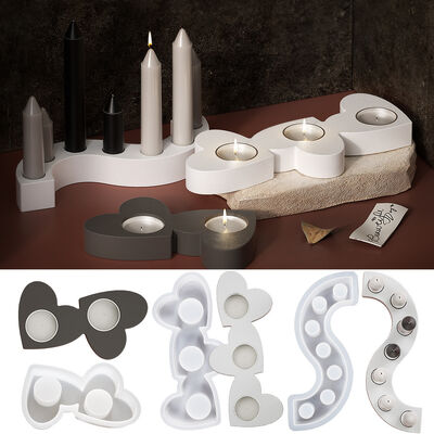 DIY Crystal Dropping Resin Gypsum Pendant S-shaped Two Connect Three Connect Love Candle Stand Silicone Mold