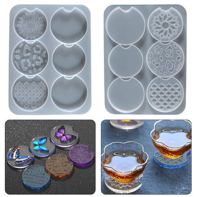 DIY Dropper Coaster Mold, Six Grid Car Small Cup Mat, Beverage Resin Cup Holder, Coaster Silicone Mold