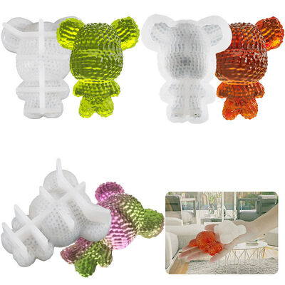 Crystal Resin Violent Bear Mold Diamond Surface Semi-stereoscopic Violent Cartoon Keychain Silicone Mold