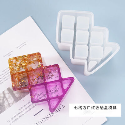 DIY Crystal Dropping Gel Mold Lipstick Storage Box Square Seven Grid Decorative Storage Silicone Mold