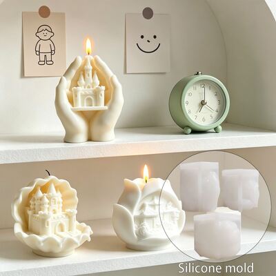 Ins Wind Palm Castle Shell Castle Rose Garden Aromatherapy Candle Gypsum Decoration Silicone Mold Wholesale