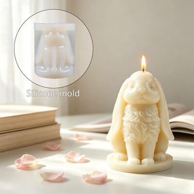 DIY Cross Border New Product Aromatherapy Gypsum Big Ears Long Hair Rabbit Candle Ornament Silicone Mold