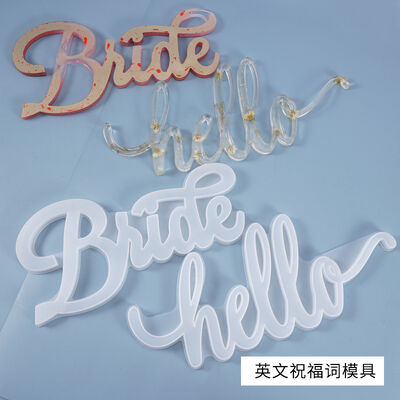 DIY Crystal Dropper Mold English Blessing Words Hello, Hang The Door Number, Bride Pendant Silicone Mold