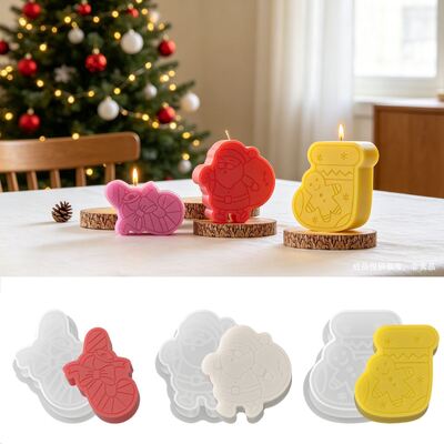 DIY Cross-border Christmas Candle Silicone Molds, Santa Claus, Christmas Socks, Gift Fragrance, Gypsum Molds