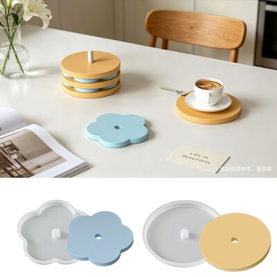 Ins Minimalist Style Circular Flower Perforated Cup Mat Silicone Mold DIY Stacking Storage Coffee Mat Mold