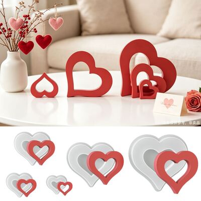 Ins Style Minimalist Hollow Out Multi Specification Love Silicone Mold DIY Aromatherapy Gypsum Candle Decoration Mold