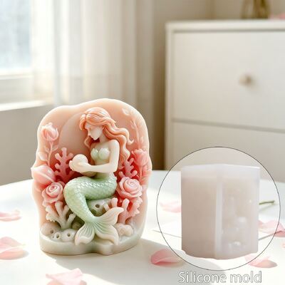 3D Ocean Coral Mermaid Candle Silicone Mold DIY Aromatherapy Gypsum Ornament Mold