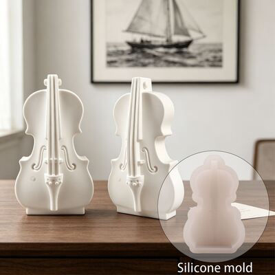 Nordic Style Violin Aromatherapy Candle Silicone Mold Creative Gypsum Ornament DIY Handmade Soap Mold