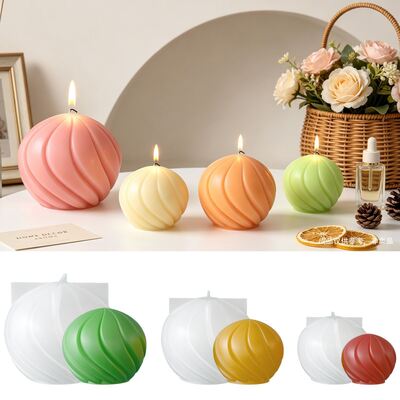 Large, Medium, Small Spherical Spiral Candle Silicone Mold DIY Aromatherapy Candle Gypsum Ornament Dropper Mold