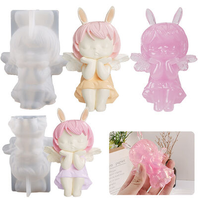 Crystal Dropping Gel Angel Wings Girl Dropping Gel Mold DIY Aromatherapy Candle Pendant Silicone Mold