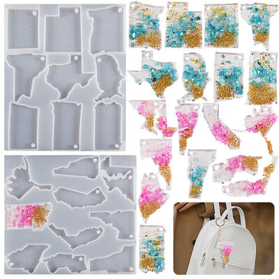 Dropping Glue American Map Pendant Hanging Silicone Mold Irregular Keychain Dropping Glue Mold