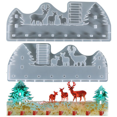 DIY Crystal Dropping Glue Hook Brand Mold Elk Christmas Tree Wall Storage Hanger Key Hook Silicone Mold
