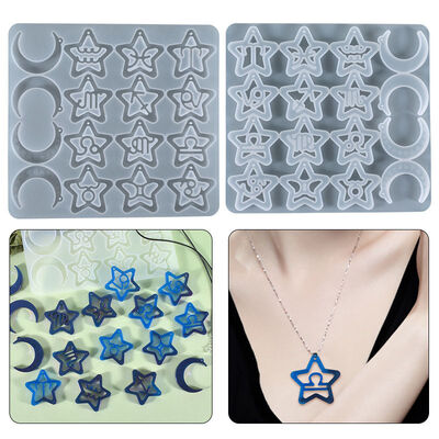 DIY Crystal Drop Gel 12 Constellation Pendant Mold Constellation Star Earrings Earrings Necklace Silicone Mold