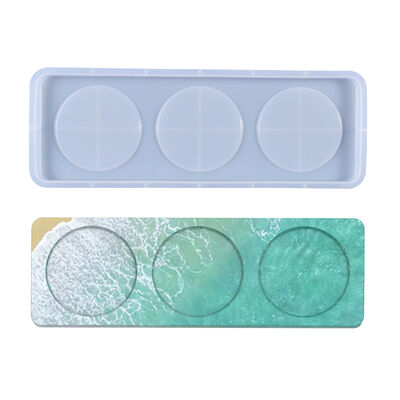 DIY Crystal Resin Mold Three-Compartment Wine Bottle & Glass Tray Silicone Mold Wholesale Hot Sale