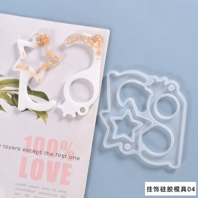 DIY Crystal Epoxy Non-contact Hook Mold, Star Crown Key Pendant, Silicone Mold
