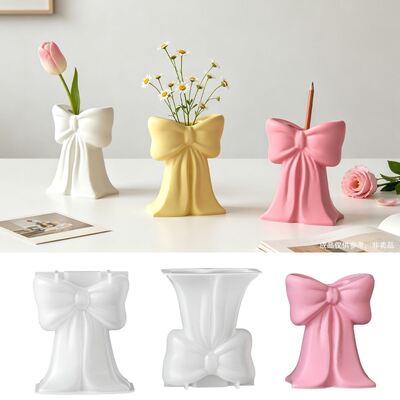 Ins-style Bowknot Vase Silicone Mold DIY Aroma Plaster Flower Pot Flower Decoration Epoxy Mold