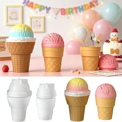 DIY Cross-border New Style Aroma Plaster Ice Cream Cone Storage Jar Candle Cup Decoration Silicone Mold