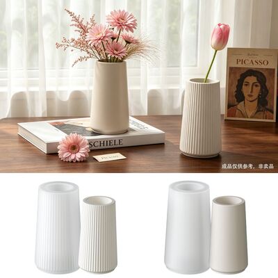 Small Size Dropper Smooth Striped Vase Pen Holder Storage Box Aromatherapy Gypsum Candle Cup Silicone Mold