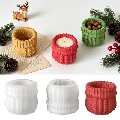 Fried Dough Twists Knitting Wool Storage Tank Silicone Mold Diy Aromatherapy Candle Cup Container Plaster Mold