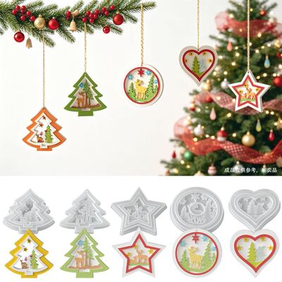 DIY Drip Glue Aromatherapy Gypsum Christmas Tree Round Love Pentagram Elk Hanging Silicone Mold