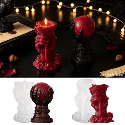 DIY Halloween Rose Ghost Hand Pendant Magic Claw Ghost Handball Aromatherapy Gypsum Candle Dropping Silicone Mold