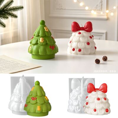 New Butterfly Bow Christmas Tree Silicone Mold DIY Christmas Atmosphere Aromatherapy Gypsum Candle Mold