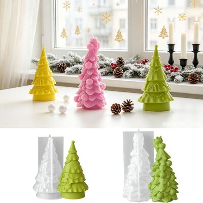 New Squirrel Hat Christmas Tree Silicone Mold DIY Christmas Aromatherapy Candle Ornament Gypsum Mold