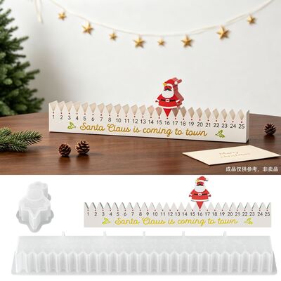 Christmas Countdown Calendar Silicone Mold 25 Grid Santa Claus Arrival Calendar Aromatherapy Gypsum Mold