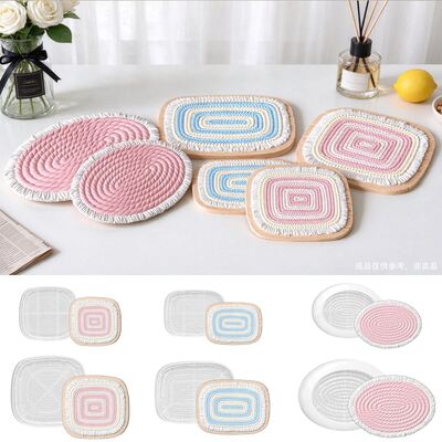 Ins Woven Tassel Coaster Silicone Mold DIY Oval Square Gypsum Aromatherapy Pad Drip Glue Mold