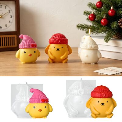 Cross Border 3D 3D Knitted Hat For Chicks And Rabbits Silicone Mold DIY Aromatherapy Gypsum Candle Mold