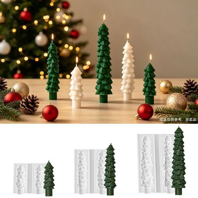 Christmas Pine Aromatherapy Candle Silicone Mold 3D Long Christmas Tree Aromatherapy Gypsum Mold