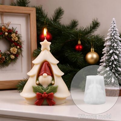 3D Christmas Tree Faceless Elderly Butterfly Knot Aromatherapy Candle Pendant Dropping Plaster Silicone Mold