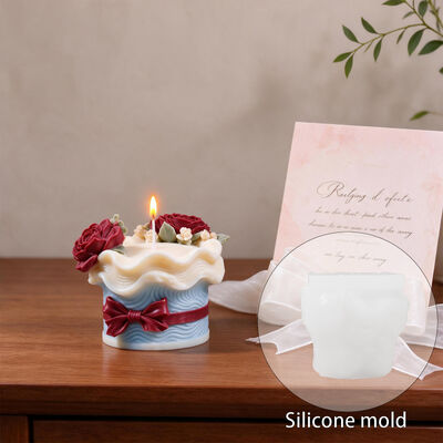 Rose Wave Lace Bow Candle Silicone Mold DIY Aromatherapy Gypsum Dropping Pendant Mold