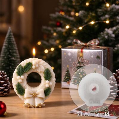 Christmas Bow, Bell, Flower Wreath, Hanging Silicone Mold, DIY Aromatherapy Candle, Gypsum Dropper Mold