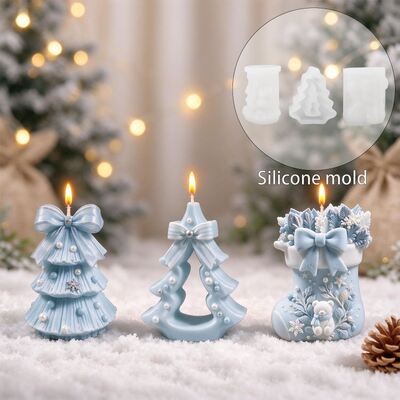 Bow Christmas Tree Christmas Socks Silicone Mold DIY Aromatherapy Candle Gypsum Dropping Pendant Mold