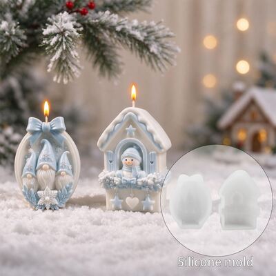 Christmas Faceless Old Man Snowman House Silicone Mold DIY Aromatherapy Candle Gypsum Dropping Mold