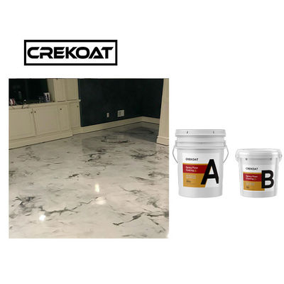 Piso blanco metálico comercial de la resina de epoxy que cubre la capa superior clara