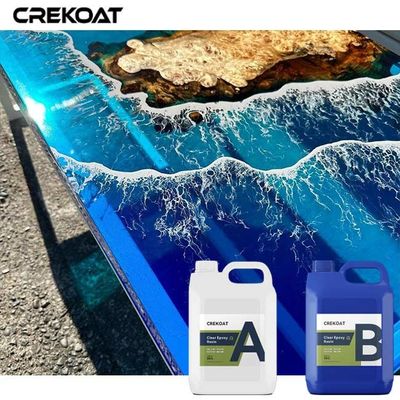 Las tablas del río profundamente vierten alto cristalino transparente de la resina de epoxy