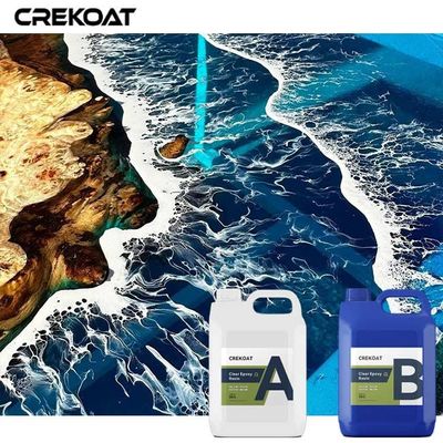 Las tablas del río profundamente vierten alto cristalino transparente de la resina de epoxy